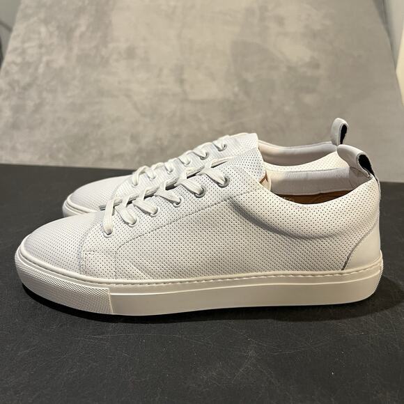 Aether Dalton Sneakers Mens 10 White Leather Casual Lace Up Perforated - Picture 3 of 10